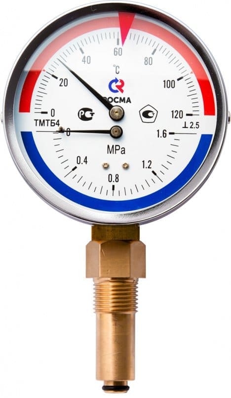 Купить Термоманометр ROSMA - ТМТБ 41 ( радиальное и тыльное присоединение ) 