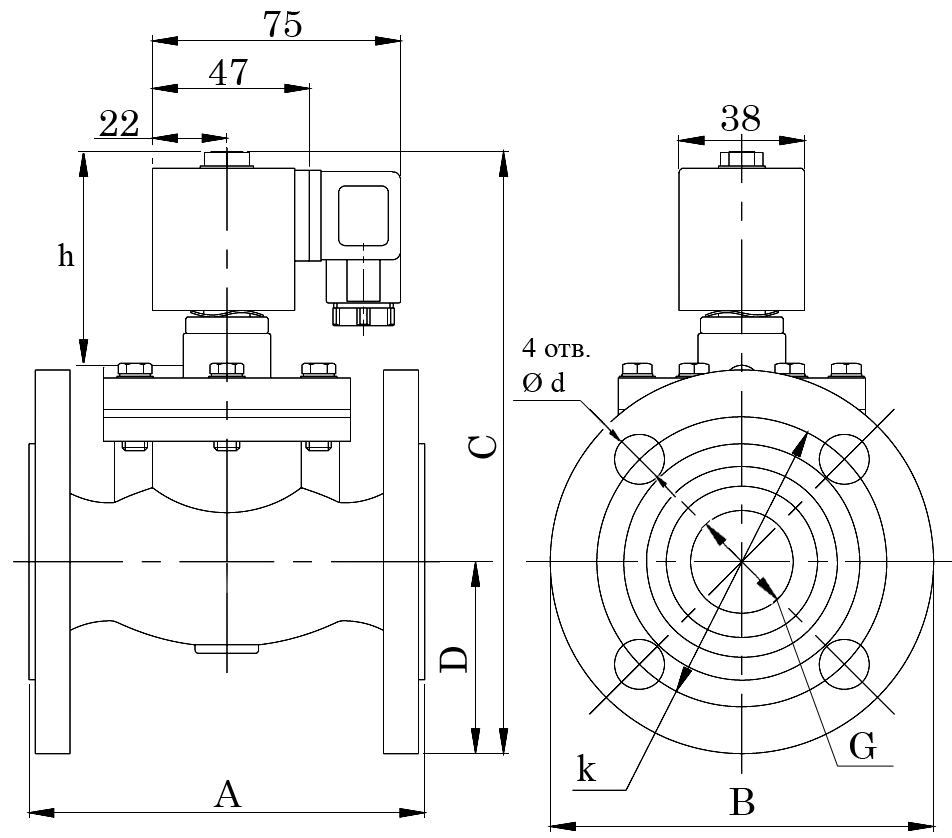 Схема клапана ZCZ11F (Ду 25-50)